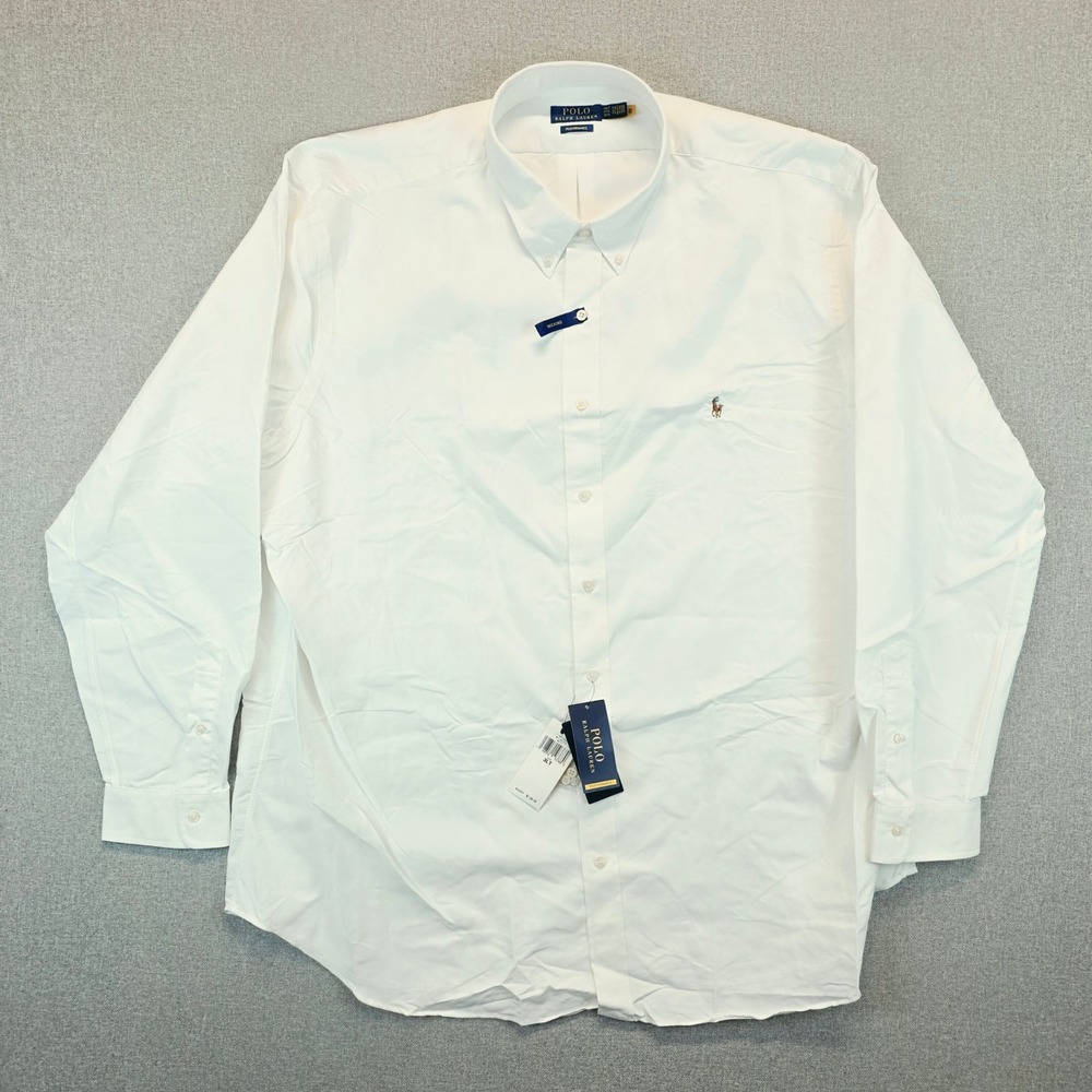 Polo Ralph Lauren Mens 3XLT Performance White Button Down Shirt NWT Long Sleeve